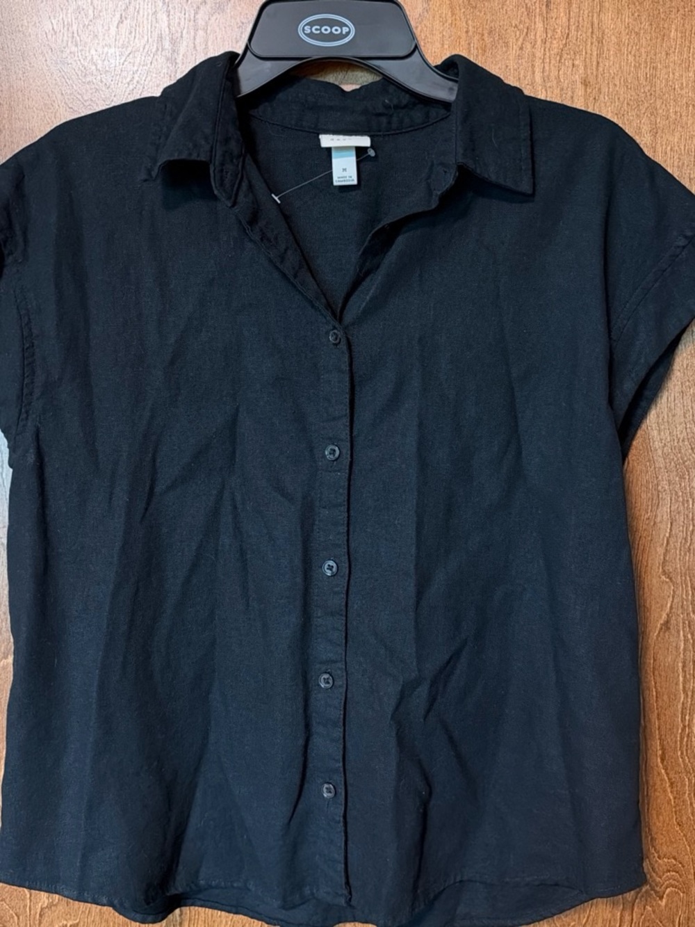 a new day Black Short-Sleeve Button-Down Shirt